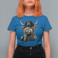 Hot Mess Highland Cow Sipping Iced Coffee Meme T Shirt For Women Funny Sarcastic Everyday Life Country Western Style