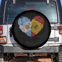 Argentina Spain Flag Mixed Roots Fingerprint Heart Graphic Spare Tire Cover Argentine Spanish Dual Heritage Hispanic Pride Match Day
