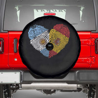 Argentina Spain Flag Mixed Roots Fingerprint Heart Graphic Spare Tire Cover Argentine Spanish Dual Heritage Hispanic Pride Match Day