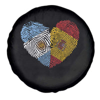 Argentina Spain Flag Mixed Roots Fingerprint Heart Graphic Spare Tire Cover Argentine Spanish Dual Heritage Hispanic Pride Match Day