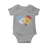 Argentina Spain Flag Mixed Roots Fingerprint Heart Graphic Baby Onesie Argentine Spanish Dual Heritage Hispanic Pride Match Day