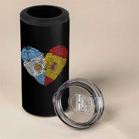 Argentina Spain Flag Mixed Roots Fingerprint Heart Graphic 4 in 1 Can Cooler Tumbler Argentine Spanish Dual Heritage Hispanic Pride Match Day
