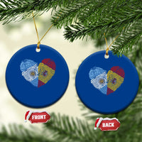 Argentina Spain Flag Mixed Roots Fingerprint Heart Graphic Ceramic Ornament Argentine Spanish Dual Heritage Hispanic Pride Match Day