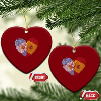 Argentina Spain Flag Mixed Roots Fingerprint Heart Graphic Ceramic Ornament Argentine Spanish Dual Heritage Hispanic Pride Match Day