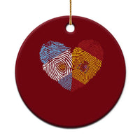 Argentina Spain Flag Mixed Roots Fingerprint Heart Graphic Ceramic Ornament Argentine Spanish Dual Heritage Hispanic Pride Match Day
