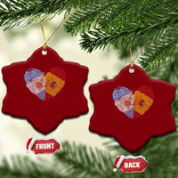 Argentina Spain Flag Mixed Roots Fingerprint Heart Graphic Ceramic Ornament Argentine Spanish Dual Heritage Hispanic Pride Match Day