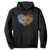 Argentina Spain Flag Mixed Roots Fingerprint Heart Graphic Hoodie Argentine Spanish Dual Heritage Hispanic Pride Match Day