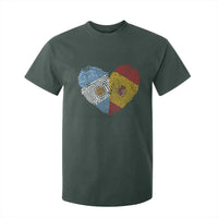 Argentina Spain Flag Mixed Roots Fingerprint Heart Graphic T Shirt For Kid Argentine Spanish Dual Heritage Hispanic Pride Match Day