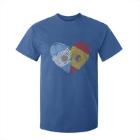 Argentina Spain Flag Mixed Roots Fingerprint Heart Graphic T Shirt For Kid Argentine Spanish Dual Heritage Hispanic Pride Match Day