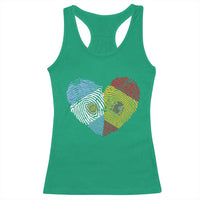 Argentina Spain Flag Mixed Roots Fingerprint Heart Graphic Racerback Tank Top Argentine Spanish Dual Heritage Hispanic Pride Match Day