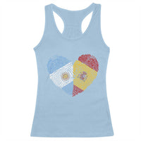 Argentina Spain Flag Mixed Roots Fingerprint Heart Graphic Racerback Tank Top Argentine Spanish Dual Heritage Hispanic Pride Match Day