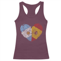 Argentina Spain Flag Mixed Roots Fingerprint Heart Graphic Racerback Tank Top Argentine Spanish Dual Heritage Hispanic Pride Match Day