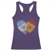 Argentina Spain Flag Mixed Roots Fingerprint Heart Graphic Racerback Tank Top Argentine Spanish Dual Heritage Hispanic Pride Match Day