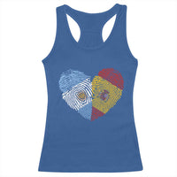 Argentina Spain Flag Mixed Roots Fingerprint Heart Graphic Racerback Tank Top Argentine Spanish Dual Heritage Hispanic Pride Match Day