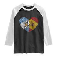 Argentina Spain Flag Mixed Roots Fingerprint Heart Graphic Raglan Shirt Argentine Spanish Dual Heritage Hispanic Pride Match Day