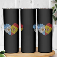 Argentina Spain Flag Mixed Roots Fingerprint Heart Graphic Skinny Tumbler Argentine Spanish Dual Heritage Hispanic Pride Match Day