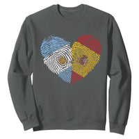 Argentina Spain Flag Mixed Roots Fingerprint Heart Graphic Sweatshirt Argentine Spanish Dual Heritage Hispanic Pride Match Day