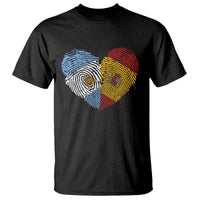 Argentina Spain Flag Mixed Roots Fingerprint Heart Graphic T Shirt Argentine Spanish Dual Heritage Hispanic Pride Match Day