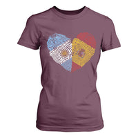 Argentina Spain Flag Mixed Roots Fingerprint Heart Graphic T Shirt For Women Argentine Spanish Dual Heritage Hispanic Pride Match Day
