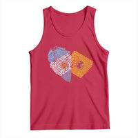 Argentina Spain Flag Mixed Roots Fingerprint Heart Graphic Tank Top Argentine Spanish Dual Heritage Hispanic Pride Match Day