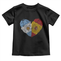 Argentina Spain Flag Mixed Roots Fingerprint Heart Graphic Toddler T Shirt Argentine Spanish Dual Heritage Hispanic Pride Match Day