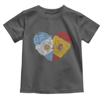 Argentina Spain Flag Mixed Roots Fingerprint Heart Graphic Toddler T Shirt Argentine Spanish Dual Heritage Hispanic Pride Match Day