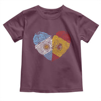 Argentina Spain Flag Mixed Roots Fingerprint Heart Graphic Toddler T Shirt Argentine Spanish Dual Heritage Hispanic Pride Match Day