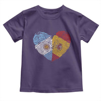 Argentina Spain Flag Mixed Roots Fingerprint Heart Graphic Toddler T Shirt Argentine Spanish Dual Heritage Hispanic Pride Match Day