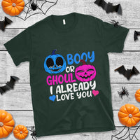 Halloween Gender Reveal T Shirt Boy Or Girl I Already Love You Blue Or Pink Cute Pumpkin Baby Shower - Wonder Print Shop