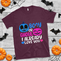 Halloween Gender Reveal T Shirt Boy Or Girl I Already Love You Blue Or Pink Cute Pumpkin Baby Shower - Wonder Print Shop