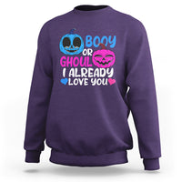 Halloween Gender Reveal Sweatshirt Boy Or Girl I Already Love You Blue Or Pink Cute Pumpkin Baby Shower - Wonder Print Shop