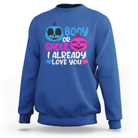 Halloween Gender Reveal Sweatshirt Boy Or Girl I Already Love You Blue Or Pink Cute Pumpkin Baby Shower - Wonder Print Shop