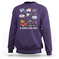 Inclusion Matters Sweatshirt It Starts With Hello In Languages - Wonder Print Shop