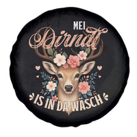 Funny Oktoberfest Deer Spare Tire Cover Mei Dirndl Is In Da Wasch German Bavarian Costume - Wonder Print Shop