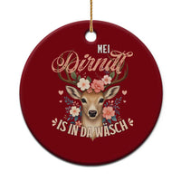 Funny Oktoberfest Deer Ceramic Ornament Mei Dirndl Is In Da Wasch German Bavarian Costume - Wonder Print Shop