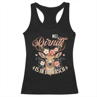 Funny Oktoberfest Deer Racerback Tank Top Mei Dirndl Is In Da Wasch German Bavarian Costume - Wonder Print Shop