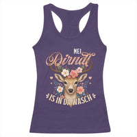 Funny Oktoberfest Deer Racerback Tank Top Mei Dirndl Is In Da Wasch German Bavarian Costume - Wonder Print Shop