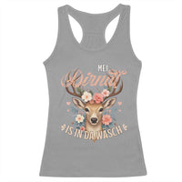 Funny Oktoberfest Deer Racerback Tank Top Mei Dirndl Is In Da Wasch German Bavarian Costume - Wonder Print Shop