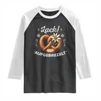 Zack Aufgebrezelt Oktoberfest Raglan Shirt Dress Up Funny Pretzel Edelweiss Bavarian Festival - Wonder Print Shop