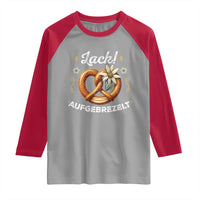 Zack Aufgebrezelt Oktoberfest Raglan Shirt Dress Up Funny Pretzel Edelweiss Bavarian Festival - Wonder Print Shop