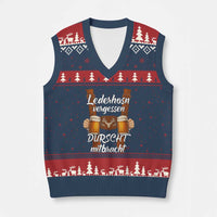 Lederhosen Forgotten Oktoberfest V-Neck Knit Sweater Vest Durscht Mitbracht Funny Beer Drinking - Wonder Print Shop