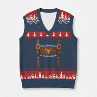 Funny Lederhosen Costume Alternative for Oktoberfest V-Neck Knit Sweater Vest Mei Lederhosn Is In Da Wasch - Wonder Print Shop