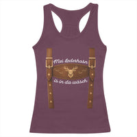 Funny Lederhosen Costume Alternative for Oktoberfest Racerback Tank Top Mei Lederhosn Is In Da Wasch - Wonder Print Shop