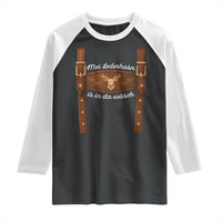 Funny Lederhosen Costume Alternative for Oktoberfest Raglan Shirt Mei Lederhosn Is In Da Wasch - Wonder Print Shop
