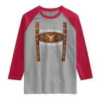 Funny Lederhosen Costume Alternative for Oktoberfest Raglan Shirt Mei Lederhosn Is In Da Wasch - Wonder Print Shop
