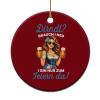 Funny Beer Girl Oktoberfest Ceramic Ornament Dirndle I Bin Nur Zum Feiern Da Party - Wonder Print Shop