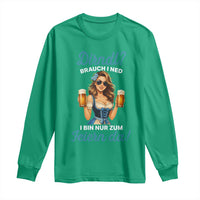 Funny Beer Girl Oktoberfest Long Sleeve Shirt Dirndle I Bin Nur Zum Feiern Da Party - Wonder Print Shop