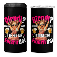 Funny Cute Girl Oktoberfest 4 in 1 Can Cooler Tumbler Dirndle I Bin Nur Zum Feiern Da Party - Wonder Print Shop
