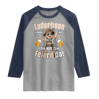 Funny Cute Boy Lederhosen Oktoberfest Raglan Shirt Lederhosn I Bin Nur Zum Feiern Da Party - Wonder Print Shop