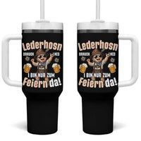 Funny Cute Boy Lederhosen Oktoberfest Tumbler With Handle Lederhosn I Bin Nur Zum Feiern Da Party - Wonder Print Shop